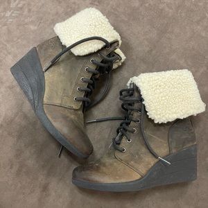 UGG Zea Leather Uptown Wedge Boots